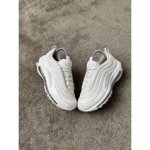 Youth Nike Air Max 97 Triple White Metallic Silver Shoes 921522-104 Size Y5.5
